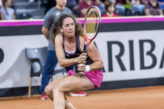 April 22, 2018: Patty Schnyder (SUI) during the FED Cup by BNP 2018 game between Romania and Switzerland at Sala Polivalenta, Cluj-Napoca, Romania ROU. Copyright: Cronos Catalin Soare  Copyright: xCronos CatalinxSoarex crfcs22042018121866