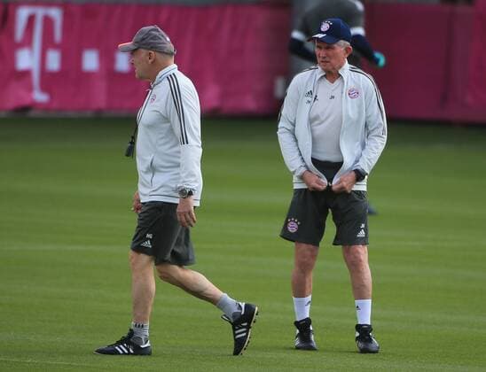 2018, CL, FCB Abschlusstraining,Saebenerstrasse Muenchen, Fussball, im Bild: Co Trainer Hermann Gerland (FCB) und FCB Trainer Jupp Heynckes (FCB)