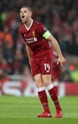 Jordan Henderson of Liverpool urges on his fellow players and fans during the Champions League Semi Final 1st Leg match at Anfield Stadium, Liverpool. Picture date: 24th April 2018. Picture credit should read: Simon Bellis Sportimage EDITORIAL USE ONLY. No use with unauthorised audio, video, data, fixture lists, club league logos or live services. Online in-match use limited to 120 images, no video emulation. No use in betting, games or single club league player publications.