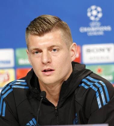 Zidane y Kroos comparecen en rueda de prensa un dia de antes del partido de Liga de Campeones entre el Real Madrid y el Bayern. Zidane and Kroos attends a press conference PK Pressekonferenz the day before the Champions League match between Real Madrid and Kroos. 