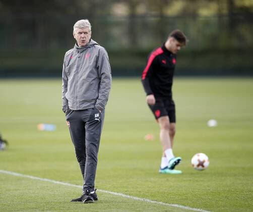 Arsenal s Arsene Wenger during the training session at the Arsenal Training Centre, London Colney. Picture date: 25th April 2018. Picture credit should read: David Klein Sportimage EDITORIAL USE ONLY. No use with unauthorised audio, video, data, fixture lists, club league logos or live services. Online in-match use limited to 120 images, no video emulation. No use in betting, games or single club league player publications.