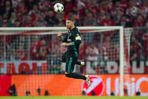 25.04.2018 MONACHIUM, PILKA NOZNA (FOOTBALL), UEFA LIGA MISTRZOW (UEFA CHAMPIONS LEAGUE), SEZON 2017 2018 , 1 4 FINAL (QUARTER-FINALS) MECZ FC BAYERN MONACHIUM - REAL MADRYT (FC BAYERN MUNCHEN - REAL MADRID) NZ SERGIO RAMOS FOTO LUKASZ SKWIOT CYFRASPORT NEWSPIX.PL --- Newspix.pl FRANCE OUT!  20180425CSLS0013