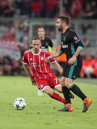 Franck Ribery (FC Bayern Muenchen 7) Dani Carvajal ( Real Madrid CF 2 ), FC Bayern Muenchen vs. Real Madrid CF, Champions League, Halbfinale, Fussball, 25.04.2018, FC Bayern Muenchen vs. Real Madrid CF, Champions League, Halbfinale, Fussball, 25.04.2018 Muenchen Copyright: xLanger Eibner-Pressefotox EP_HLR