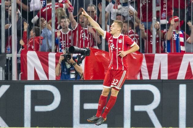 GER, UEFA CL, FC Bayern Muenchen (GER) vs Real Madrid (ESP) 25.04.2018, Allianz Arena, Muenchen, GER, UEFA CL, FC Bayern Muenchen (GER) vs Real Madrid (ESP), Halbfinale, im Bild Jubel nach dem Tor zum 1-0 durch Joshua Kimmich (FCB 32)