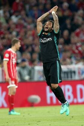 Marcelo ( Real Madrid CF 12 ) jubelt nach dem 1:1, FC Bayern Muenchen vs. Real Madrid CF, Champions League, Halbfinale, Fussball, 25.04.2018, FC Bayern Muenchen vs. Real Madrid CF, Champions League, Halbfinale, Fussball, 25.04.2018 Muenchen Copyright: xLanger Eibner-Pressefotox EP_HLR