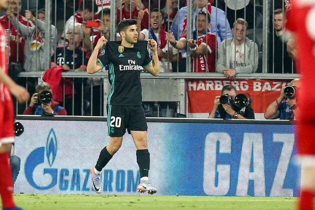 Torjubel von Marco Asensio 20 (Real Madrid) zum 1:2, FC Bayern Muenchen vs. Real Madrid, Fussball, Halbfinale, Champions League, 25.04.2018 Muenchen Bayern Deutschland