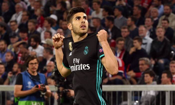 Marco Asensio 2:1 Freude Emotion jubelnd Jubel nach 2:1 Fußball Fussball UEFA CL Championsleague Halbfinale Herren Saison 2017 2018 25.04.2018 FC Bayern München FCB vs. Real Madrid