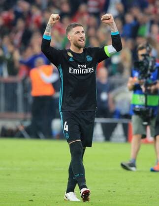 20180425, Champions League, FC Bayern vs Real Madrid, Allianz Arena Muenchen, Fussball, im Bild: Sergio Ramos ( Real Madrid ) jubelt nach dem Abpfiff