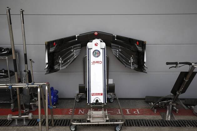 Motorsports: World Championship WM Weltmeisterschaft 2018; Grand Prix Azerbaijan, Grand Prix of Europe, Formula 1 2018 Azerbaijan Grand Prix, (FRA, Haas F1 Team), Spoiler front of F1 Car Baku Azerbaijan