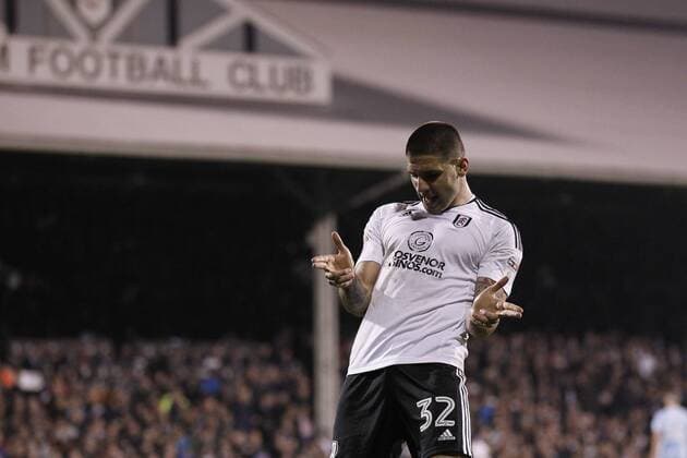 Aleksander Mitrovic of Fulham celebrates with fans after scoring during the EFL Sky Bet Championship match between Fulham and Sunderland at Craven Cottage, London, England on 27 April 2018. Copyright: xCarltonxMyriex 19810015