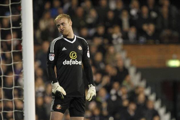Jason Steele of Sunderland smirks during the EFL Sky Bet Championship match between Fulham and Sunderland at Craven Cottage, London, England on 27 April 2018. Copyright: xCarltonxMyriex 19810040