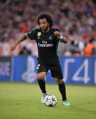 25.04.2018, Fussball UEFA Champions League 2017 2018, Halbfinale Hinspiel, FC Bayern München - Real Madrid, in der Allianzarena München. Marcelo (Real Madrid) am Ball.