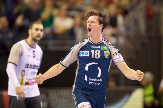 Handball Berlin 28.04.2018 EHF Cup Saison 2017 2018 Viertelfinale Rückspiel Füchse Berlin - RK Nexe Hans Lindberg (Füchse Berlin, No.18)