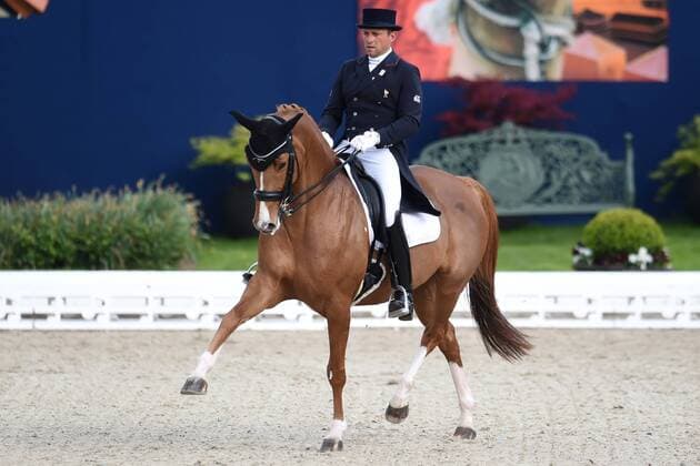 Dressur - Horses and Dreams 2018 - CDI4* GP FS - Grand Prix Freestyle to Music am 28.04.2018 auf dem Hof Kasselmann in Hagen a.T.W. Pierre Volla (Frankreich) auf dem Pferd Badinda Altena.
