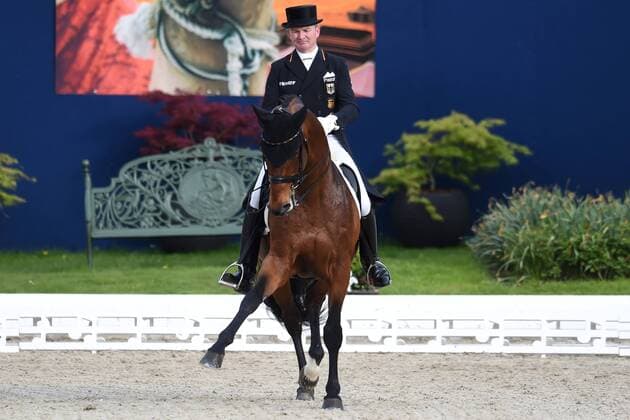 Dressur - Horses and Dreams 2018 - CDI4* GP FS - Grand Prix Freestyle to Music am 28.04.2018 auf dem Hof Kasselmann in Hagen a.T.W. Hubertus Schmidt (Deutschland) auf dem Pferd Imperio 3.