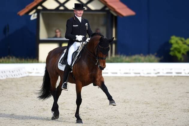 Dressur - Horses and Dreams 2018 - CDI4* GP FS - Grand Prix Freestyle to Music am 28.04.2018 auf dem Hof Kasselmann in Hagen a.T.W. Hubertus Schmidt (Deutschland) auf dem Pferd Imperio 3.