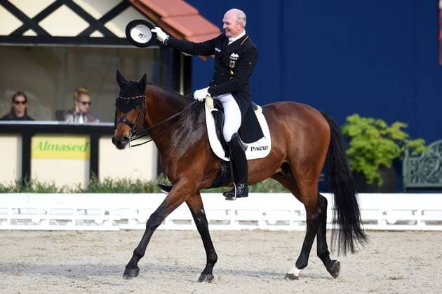 Dressur - Horses and Dreams 2018 - CDI4* GP FS - Grand Prix Freestyle to Music am 28.04.2018 auf dem Hof Kasselmann in Hagen a.T.W. Hubertus Schmidt (Deutschland) auf dem Pferd Imperio 3.