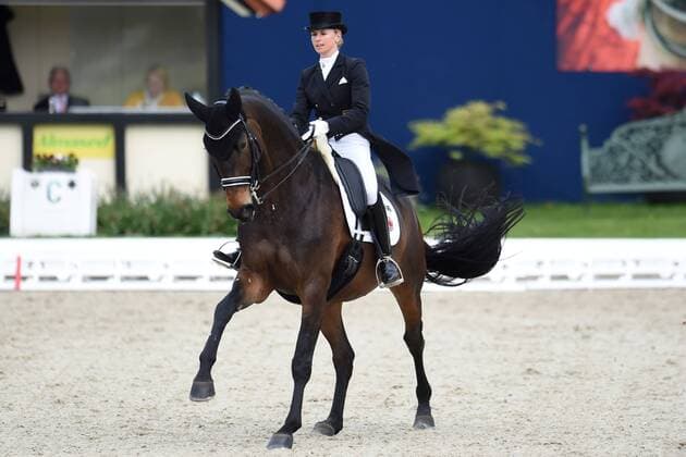 Dressur - Horses and Dreams 2018 - CDI4* GP FS - Grand Prix Freestyle to Music am 28.04.2018 auf dem Hof Kasselmann in Hagen a.T.W. Jessica von Bredow-Werndl (Deutschland) auf dem Pferd TSF Dalera BB.