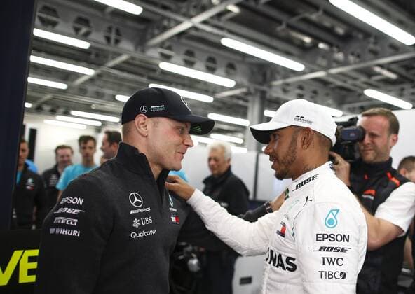 Motorsports: World Championship WM Weltmeisterschaft 2018; Grand Prix Azerbaijan, Grand Prix of Europe, Formula 1 2018 Azerbaijan Grand Prix, 44 Lewis Hamilton (GBR, Mercedes AMG Petronas F1 Team), 77 Valtteri Bottas (FIN, Mercedes AMG Petronas), Baku Azerbaijan