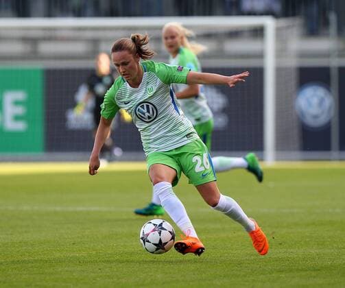 Wolfsburg vs Chelsea, CL Frauen Wolfsburg, Deutschland 29.04.2018, FUßBALL - VfL Wolfsburg vs FC Chelsea, Halbfinale, UEFA Frauen Champions League, Saison 2017-18. Bild zeigt: Caroline Graham Hansen (VfL Wolfsburg) Wolfsburg