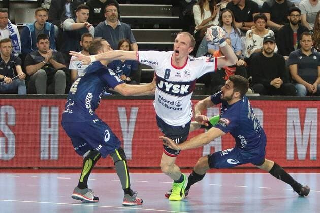 choc Montpellier vs Flensburg HANDBALL : Montpellier vs Flensburg - Ligue des Champions - 29 04 2018 RichardGosselin Panoramic 