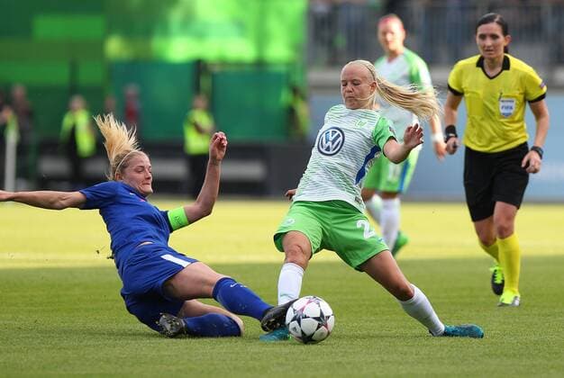 Wolfsburg vs Chelsea, CL Frauen Wolfsburg, Deutschland 29.04.2018, FUßBALL - VfL Wolfsburg vs FC Chelsea, Halbfinale, UEFA Frauen Champions League, Saison 2017-18. Bild zeigt: Pernille Harder (VfL Wolfsburg) Wolfsburg