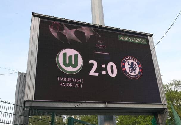 Anzeigentafel mit Endergebnis 2-0