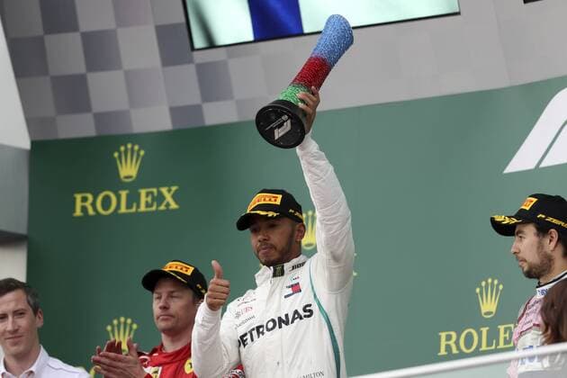 Carrera del Gran Premio de Azerbaiyán en el circuito de Baku. En la imagen, Lewis Hamilton.Grand Prix of Azerbaijan race at Baku City circuit. In this picture, Lewis Hamilton.  RV RACING PRESS