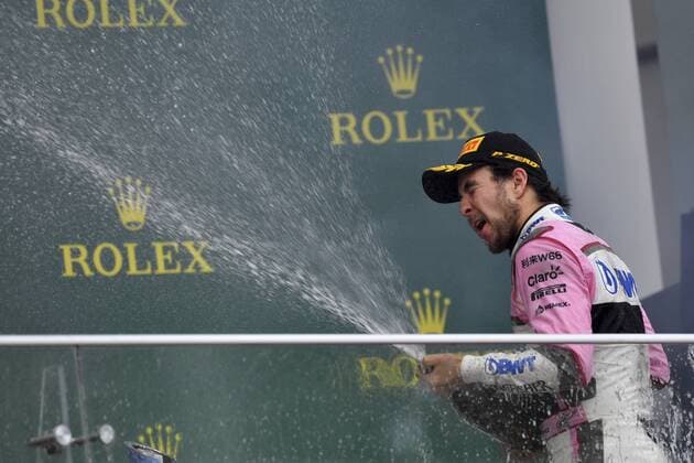 Carrera del Gran Premio de Azerbaiyán en el circuito de Baku. En la imagen, Sergio Perez.Grand Prix of Azerbaijan race at Baku City circuit. In this picture, Sergio Perez.  RV RACING PRESS