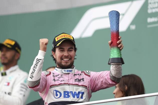 Carrera del Gran Premio de Azerbaiyán en el circuito de Baku. En la imagen, Sergio Perez.Grand Prix of Azerbaijan race at Baku City circuit. In this picture, Sergio Perez.  RV RACING PRESS