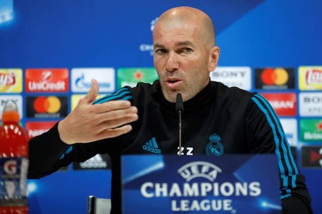 Real Madrid s head coach Zinedine Zidane speaks during a press conference PK Pressekonferenz at Valdebebas sports facilities in Madrid, Spain, 30 April 2018.Real Madrid will face Bayern Munich in their UEFA Champions League semi finals second leg match the upcoming 01 May at Santiago Bernabeu stadium in the Spanish capital. Real Madrid s presser !ACHTUNG: NUR REDAKTIONELLE NUTZUNG!  Copyright: xChemaxMoyax GRAF5978 20180430-636606961852099207