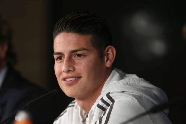 James Rodriguez (FC Bayern Muenchen 11), Pressekonferenz, Real Madrid CF vs FC Bayern Muenchen, Champions League, Halbfinale, Fussball, 30.04.2018, Pressekonferenz, Real Madrid CF vs FC Bayern Muenchen, Champions League, Halbfinale, Fussball, 30.04.2018 Madrid Copyright: xLanger Eibner-Pressefotox EP_HLR