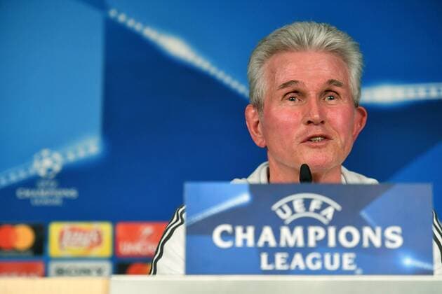Jupp Heynckes (Trainer FC Bayern) bei der PK Pressekonferenz, PK, vor dem Spiel Real Madrid - FC Bayern UEFA-Champions League, CL, Halbfinale, 1 2 Finale, Rückspiel, Saison 2017 2018, Fußball, Fussball, soccer, Herren, Deutschland, Germany, Madrid, 30.4.2018 Stadion Bernabeu