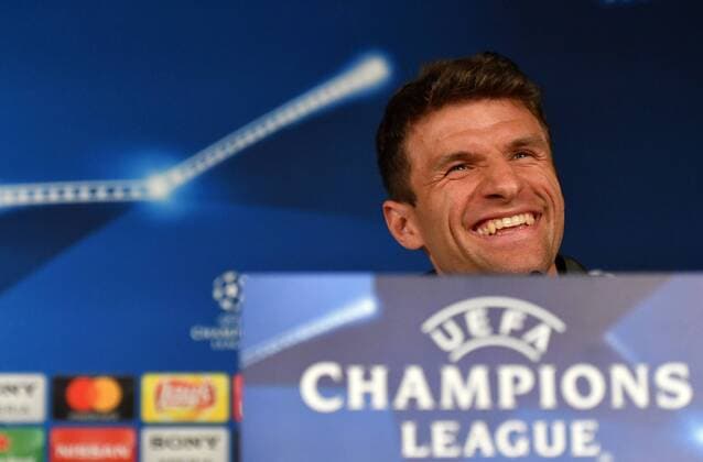 Bilder des Tages - SPORT Thomas Müller (FC Bayern) bei dert PK Pressekonferenz, PK, vor dem Spiel Real Madrid - FC Bayern UEFA-Champions League, CL, Halbfinale, 1 2 Finale, Rückspiel, Saison 2017 2018, Fußball, Fussball, soccer, Herren, Deutschland, Germany, Madrid, 30.4.2018 Stadion Bernabeu