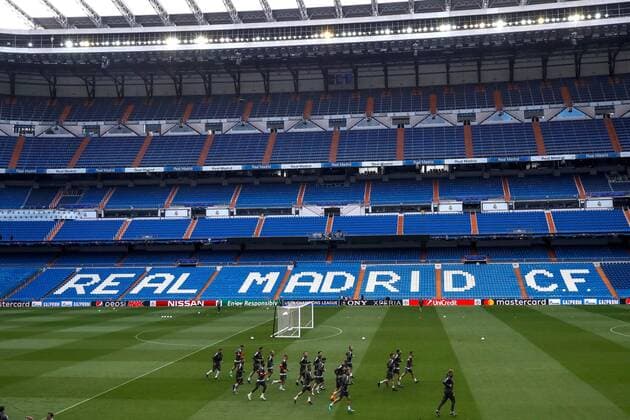 Bilder des Tages - SPORT Fußball, CL, Bayern München Training Bayern Munich s players attend a training session at Santiago Bernabeu stadium on the eve of the UEFA Champions League semi final second leg soccer match between Real Madrid and Bayern Munich, in Madrid, Spain, 30 April 2018. Bayern Munich training session !ACHTUNG: NUR REDAKTIONELLE NUTZUNG!  Copyright: xEmilioxNaranjox GRAF6114 20180430-636607125120258049