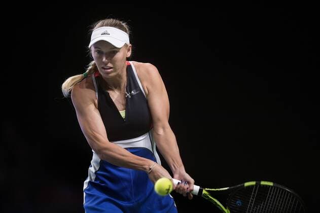 Tennis, Caroline Wozniacki - Venus Williams in Kopenhagen Verdensstjernerne Caroline Wozniacki og Venus Williams moeder hinanden i Champions Battle 2018 i Telia Parken Mandag den 30. april 2018. , Copenhagen Denmark  Copyright: Scanpix LiselottexSabroex COP101 spdk20180430-212503-L
