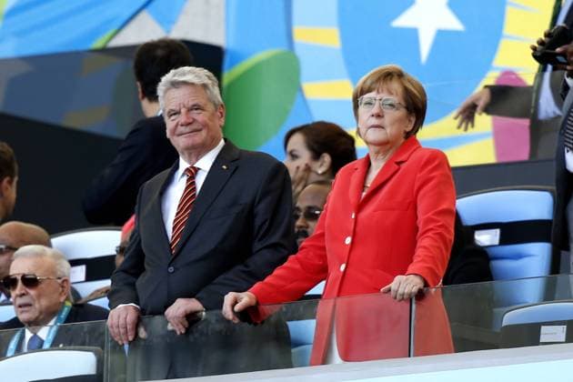 MERKEL Angela Bundeskanzlerin mit Präsident Gauck World Cup 2014 Brasil FIFA Fussball Weltmeisterschaften 2014 in Brasilien Finale Spiel Deutschland gegen Argentinien am 13.Juli 2014 in Rio de Janeiro