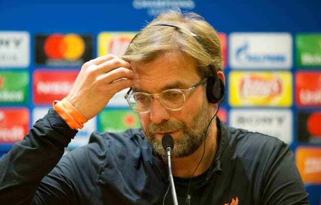 Liverpool press conference PK Pressekonferenz Liverpool manager Jurgen Klopp speaks during the Liverpool press conference at the Stadio Olimpico, Rome Content Not Available For UK Newspapers Copyright: xRussellxHartx FIL-11727-0002