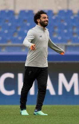 Liverpool Training Mo Salah of Liverpool smiles during the Liverpool training session at the Stadio Olimpico, Rome Content Not Available For UK Newspapers Copyright: xRussellxHartx FIL-11728-0011