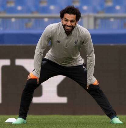 Liverpool Training Mo Salah of Liverpool smiles during the Liverpool training session at the Stadio Olimpico, Rome Content Not Available For UK Newspapers Copyright: xRussellxHartx FIL-11728-0017