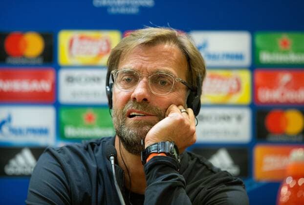 Liverpool press conference PK Pressekonferenz Liverpool manager Jurgen Klopp speaks during the Liverpool press conference at the Stadio Olimpico, Rome Content Not Available For UK Newspapers Copyright: xRussellxHartx FIL-11727-0007