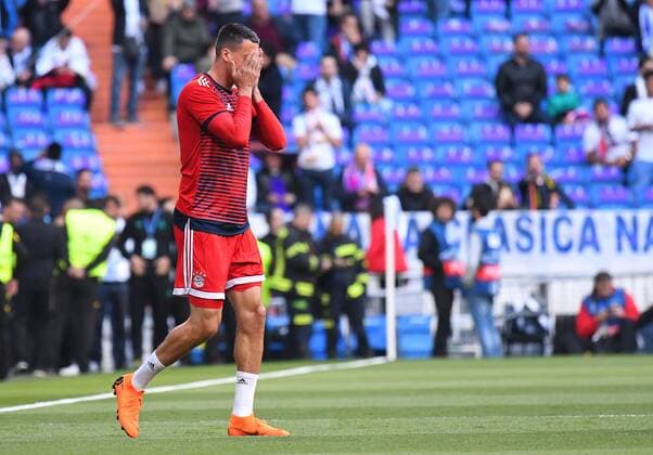 01.05.2018, xfux, Fussball Champions League, Real Madrid - FC Bayern Muenchen, emspor, v.l. Sandro Wagner (FC Bayern Muenchen) Madrid