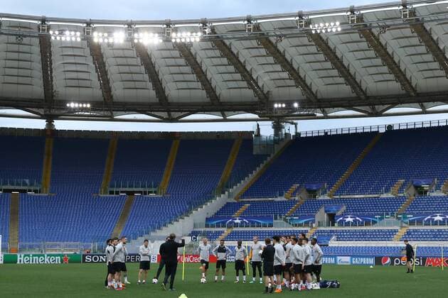 May 1, 2018 - Rome, Lazio, Italy - The team taking on the pitch of Liverpool during a training session at Stadio Olimpico on May 1, 2018 in Rome, Italy. Liverpool Training  - ZUMAn230 20180501_zaa_n230_683 Copyright: xMatteoxCiambellix