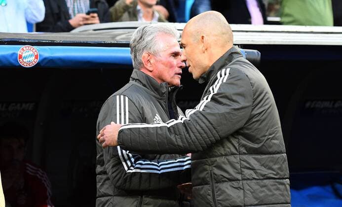 01.05.2018, xfux, Fussball Champions League, Halbfinale, Real Madrid - FC Bayern Muenchen, emspor, v.l. Jupp Heynckes (Trainer FC Bayern Muenchen), Arjen Robben (FC Bayern Muenchen) Madrid