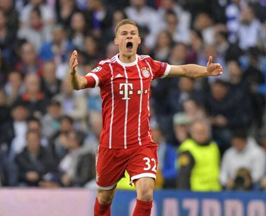 01.05.2018, Fussball UEFA Champions League 2017 2018, Halbfinale Rückspiel, Real Madrid - FC Bayern München, im Bernabeu-Stadion Madrid. Torjubel Joshua Kimmich (FC Bayern München)