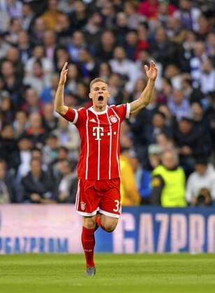 01.05.2018, Fussball UEFA Champions League 2017 2018, Halbfinale Rückspiel, Real Madrid - FC Bayern München, im Bernabeu-Stadion Madrid. Torjubel Joshua Kimmich (FC Bayern München)