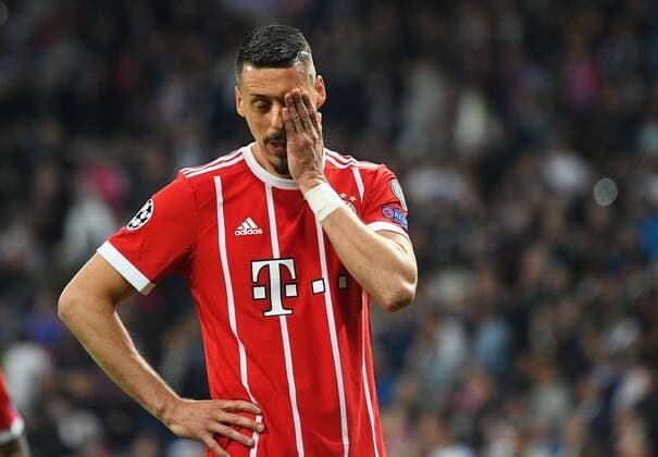 01.05.2018, xfux, Fussball Champions League, Halbfinale, Real Madrid - FC Bayern Muenchen, emspor, v.l. Sandro Wagner (FC Bayern Muenchen) enttaeuscht, enttaeuscht schauend, dissapointed Madrid