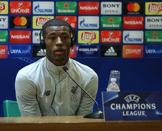 1st May 2018, Rome, Italy; Georginio Wijnaldum during the Liverpool press conference PK Pressekonferenz for Uefa Champions League at the Olimpic Stadium in Rome  ActionPlus12018741