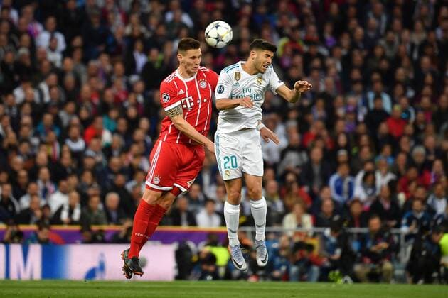 Niklas SUELE (Bayern Muenchen), Aktion,Zweikampf gegen Marco ASENSIO (Real Madrid). Fussball Champions League, Halbfinale, Real Madrid-FC Bayern Muenchen 2-2. am 01.05.2018,E S T A D I O S A N T I A G O B E R N A B E U.