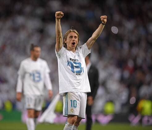 01.05.2018, Fussball UEFA Champions League 2017 2018, Halbfinale Rückspiel, Real Madrid - FC Bayern München, im Bernabeu-Stadion Madrid. Luka Modric (Real Madrid) jubelt nach den Spiel.